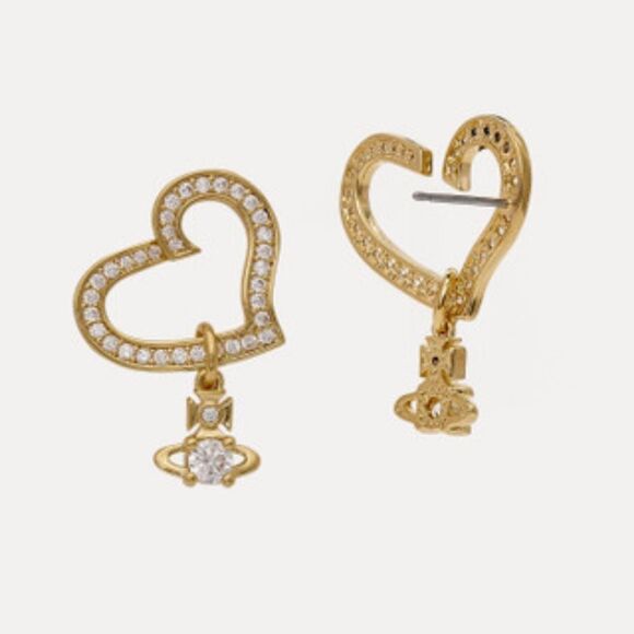 NWOT Vivienne Westwood Gold Heart Earrings - Picture 1 of 7